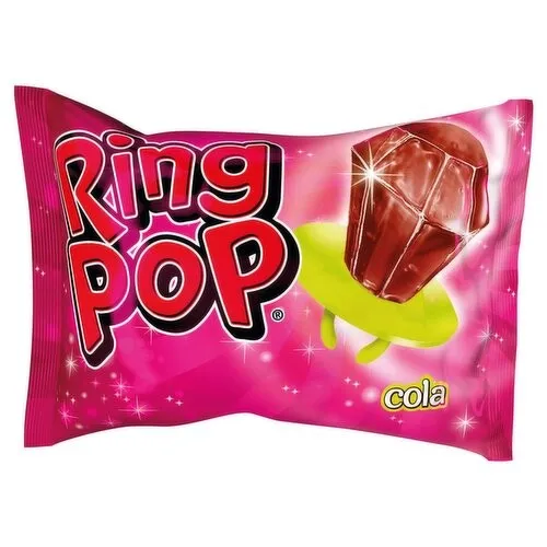 Bazooka Ring Pop sono degli sfiziosi e divertenti anelli di gomma da indossare confezionati singolarmente. Sono disponibili in 4 gusti mono gusto: Cola, Blue Raspberry, Strawberry, Blackcurrant
