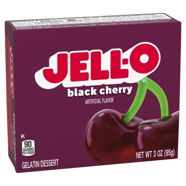 Jell O Black Cherry Jell-o Black Cherry.Preparato per dessert gelatinoso al gusto di amarena.