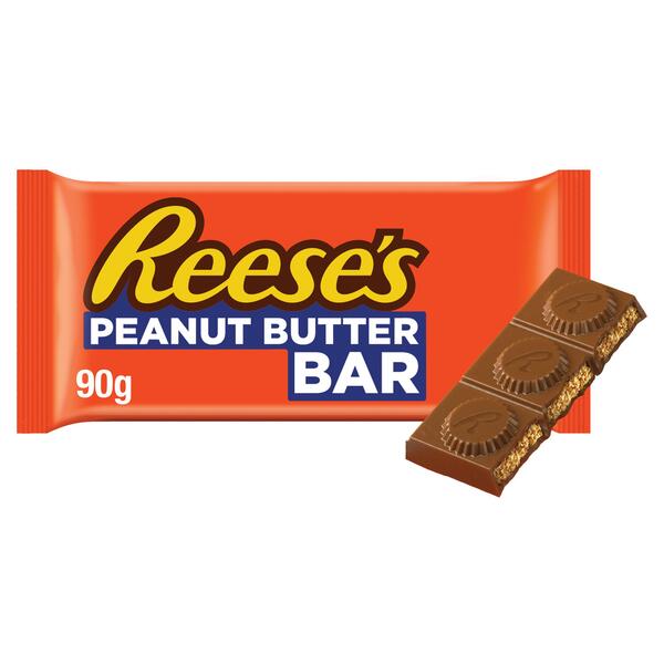 Reese's Peanut Butter BAR - 90 gr Reese's Peanut Butter BAR - 90 gr Concediti una pausa di gusto. Questa è  la ricca combinazione di morbido burro di arachidi e cioccolato al latte cremoso della barretta Reese’s. Questa tavoletta è da 120 gr! Una vera delizia per gli amanti del burro di arachidi.