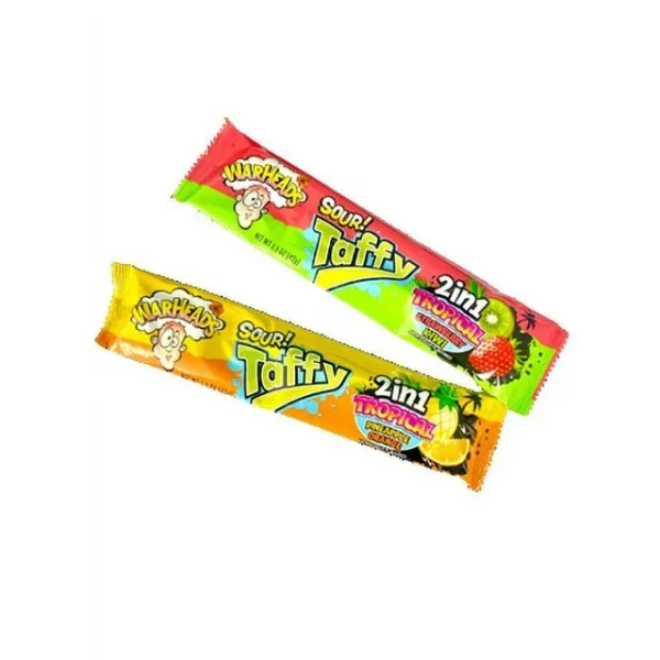 Warheads Sour Taffy Warheads Sour Taffy 2in1 Tropical Flavors : esplora il gusto tropicale dei Warheads Sour Taffy 2 in 1. Una delizia acida da provare per una sorpresa di sapore unica. Acquista online!