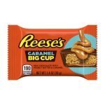 Reese's Caramel Big Cup : combina il tuo sapore preferito di burro di arachidi con un ricco caramello cremoso per un piacere delizioso in ogni dettaglio. Burro di arachidi liscio e caramello cremoso ricoperti da un rivestimento di cioccolato al latte. Questo nuovo entusiasmante sapore è per gli amanti del caramello.