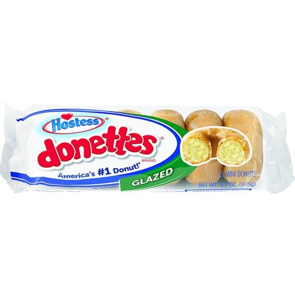 Hostess Glazed Donettes sono deliziosi mini dolcetti, un'evoluzione naturale di Hostess Donettes, la ciambella numero 1 in America! Ogni confezione contiene 6 deliziosi pan di Spagna dorati ricoperti da una glassa, dolce e cremosa. Gustate i mini Donettes come dolcetto per la colazione, come spuntino sfacciato o come dessert decadente!
