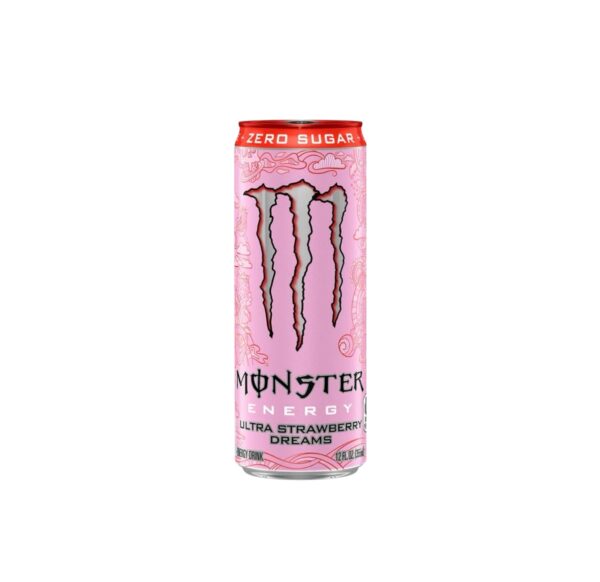 Monster Ultra Strawberry Dreams Zero Sugar USA Monster Ultra Strawberry Dreams Zero Sugar USA : delle fragole, si dice siano afrodisiache. Si dice anche che se condividi una fragola con qualcuno, state vivendo lo stesso sogno. Monster sintetizza tutta la bontà ed il mistero del frutto a forma di cuore nella nuova Monster Ultra Strawberry Dream. Meravigliosamente dolce e leggermente acidula, questo nuova Monster ha il sapore dei sogni. On top, è senza zucchero. Lattina da collezione da 355 ml. Scoprila anche tu!