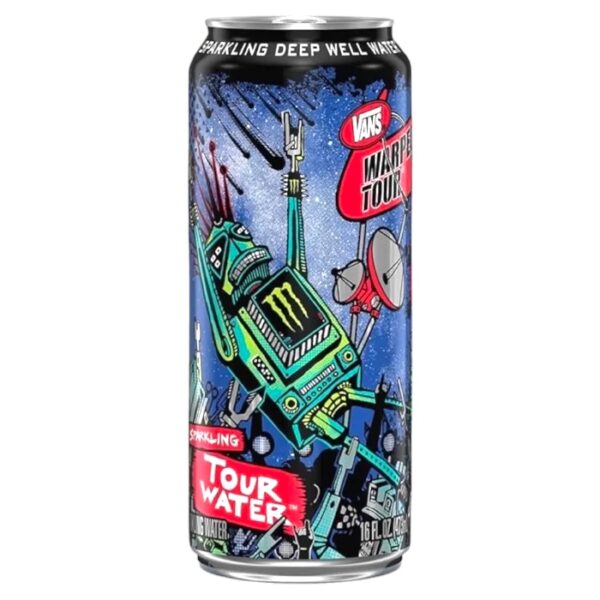 Monster Tour Water Sparkling Deep Well Monster Tour Water Sparkling Deep Well Water 473 ml. Monster Tour Water, precedentemente esclusiva di Monster Musician e degli Atleti. Ora è disponibile per tutti. Tour Water – Sparkling Deep Well Water è acqua potabile pura. E' di provenienza locale negli Stati Uniti, con aggiunta di gas effervescente. E' confezionata in una lattina infinitamente riciclabile. Imported from USA.