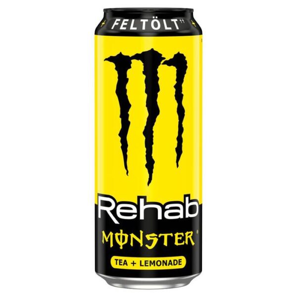 Monster-Rehab-Tea-Lemonade-HU Monster Rehab Recover Tea Lemonade Eu HU è la nuova versione della Monster Rehab Recover Tea Lemonade. La nuova formula è arricchita nel gusto, ancora più concentrato, di tè non gassato al gusto di limone. Fai il pieno di energia con Monster Rehab Recover Tea Lemonade ! Attenzione ha delle piccole porzioni senza vernice.