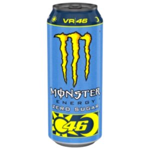 Monster VR46 Zero Sugar NL 500 ml The Doctor.  Latina da 500 ml versione Olandese Senza Zucchero. Monster Energy Valentino Rossi VR46 500 ml, bevanda energetica gassata con 160 mg di caffeina. VR46 ha un sapore diverso dalle tradizionali bevande energetiche, con un leggero, fresco e agrumato gusto. Abbiamo collaborato con il campione di MotoGP, Valentino Rossi, detto ""The Doctor"", per creare la nostra Monster più veloce di sempre. Servire freddo per la massima freschezza.