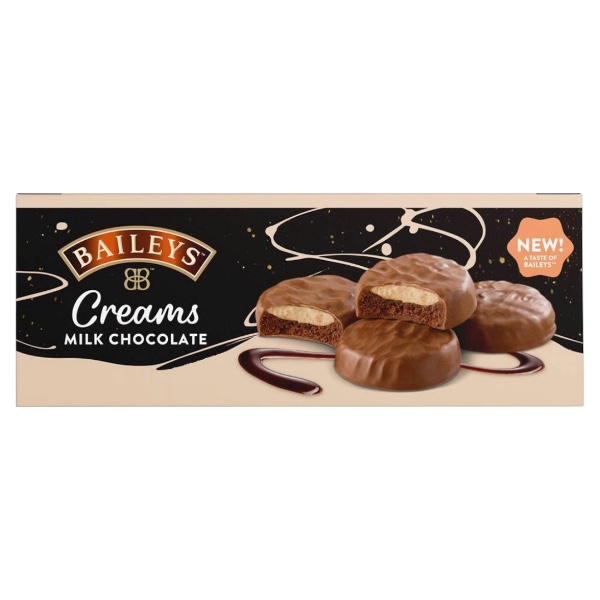 Il Baileys Creams Milk Chocolate ha un cioccolato cremoso con un cuore cremoso di Baileys. È ricco, dolce e perfetto per una coccola speciale in qualsiasi momento. Il Baileys è un liquore irlandese a base di panna e caffè.