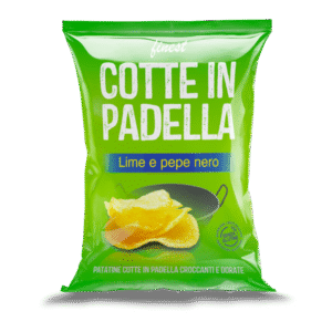 Cotte in Padella Lime e Pepe Nero da 120 gr. Le Patatine Cotte in Padella Lime e Pepe Nero 120 g uniscono la croccantezza artigianale al gusto fresco e speziato. L’acidità vivace del lime incontra l’intensità del pepe nero, creando uno snack irresistibile e raffinato. Perfette per aperitivi, pause gourmet o da gustare in compagnia. ✨