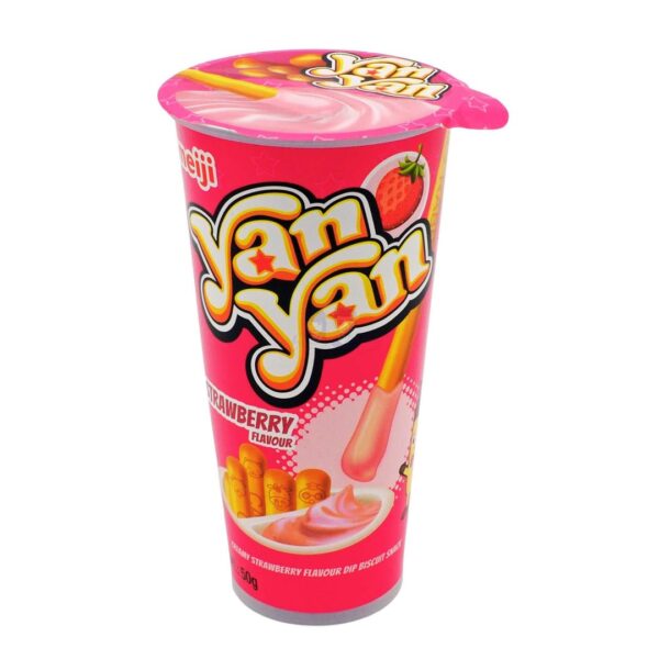 Meiji Fragola Yan Yan da 50 gr. Snack caratterizzato da bastoncini di biscotto croccanti, con semi di sesamo tostati, da intingere in una crema alla fragola. La confezione è divisa in due: da un lato deliziosi bastoncini di biscotti al sesamo, dall'altra la crema alla fragola. Uno snack imperdibile proveniente dal Giapponese. Meiji Fragola Yan Yan da 50 gr. Snack caratterizzato da bastoncini di biscotto croccanti, con semi di sesamo tostati, da intingere in una crema alla fragola. La confezione è divisa in due: da un lato deliziosi bastoncini di biscotti al sesamo, dall'altra la crema alla fragola. Uno snack imperdibile proveniente dal Giapponese.
