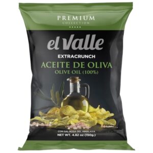 El Valle Extra Crunch Olive Oil con Sal Rosa da 150 gr. Le El Valle Extra Crunch Olive Oil con Sal Rosa 120 g sono patatine spagnole artigianali, cotte lentamente per una croccantezza eccezionale. Realizzate con olio d’oliva di alta qualità e sale rosa dell’Himalaya, offrono un gusto puro, equilibrato e autentico. Perfette per chi cerca uno snack raffinato e naturale. ✨