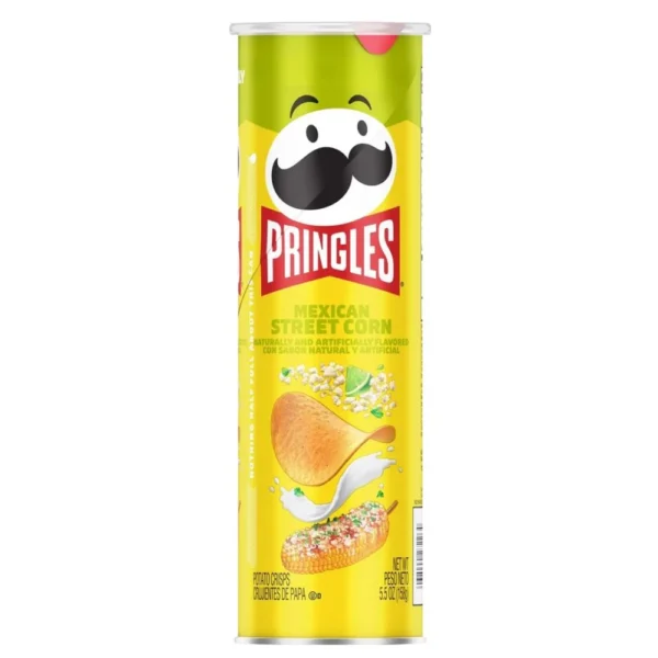 Pringles Mexican Street Corn 158 gr: sono patatine al gusto di pannocchia grigliata con salsa al formaggio e lime. Un mix unico di sapori ispirato allo street food messicano, perfette per uno snack originale e saporito. Edizione speciale, da provare assolutamente! Made in the USA