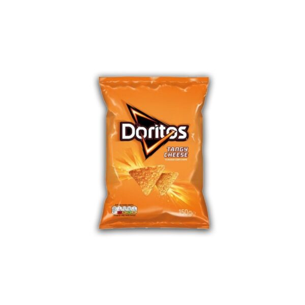 Doritos Tangy Cheese - 140 gr. I Doritos Tangy Cheese combinano tutto il caratteristico crunch dei Doritos con un intenso e cremoso gusto di formaggio. 🧀 Realizzati con mais e olio di colza, sono ricoperti da una speciale miscela aromatica a base di siero di latte, latticello, formaggio in polvere, pomodoro, cipolla, aglio e spezie.