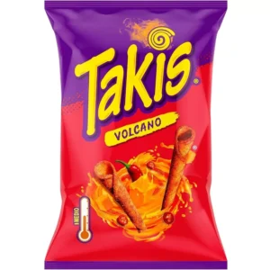 Takis Queso Volcano 90 gr Preparati a un'esplosione di gusto! 🌋 I Takis Volcano sono croccanti snack di mais arrotolati con un intenso condimento al formaggio e peperoncino. Un mix deciso, piccante e saporito, perfetto per chi ama gli snack dal gusto intenso.