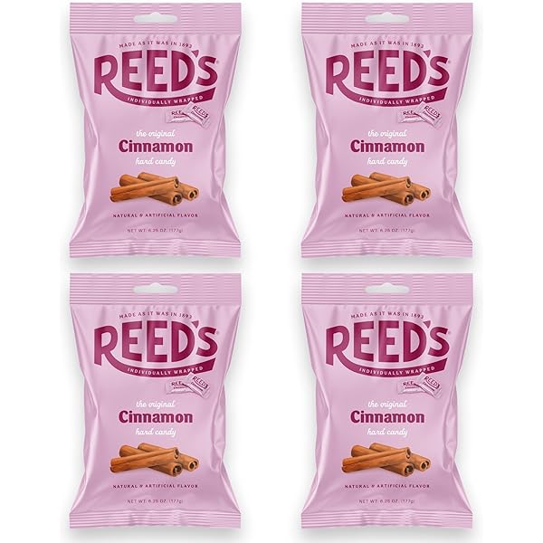 Reed s Hard Candy Cinnamon 177 gr Reed s Hard Candy Cinnamon 177 gr. Caramelle dure americane dal gusto intenso di cannella piccante, pensate per chi ama i sapori forti e decisi. Reed's Hard Candy Cinnamon offrono una dolcezza iniziale seguita da una nota speziata calda e persistente, tipica della vera cannella. Perfette da gustare lentamente, ideali anche per rinfrescare l’alito o come piccolo snack dal carattere deciso.