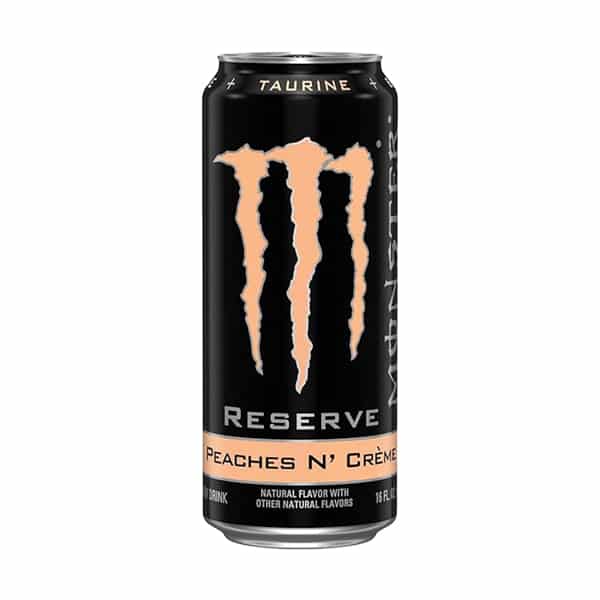 Monster Energy Reserve Peaches N Creme UK 500 ml. Monster Energy Reserve Peaches N Creme è finalmente arrivata dal Regno Unito.  Questa bevanda energizzante dal gusto unico e irripetibile, fonde il gusto della pesca con la cremosità della panna. Dai una carica diversa alla tua giornata con questa bevanda davvero particolare. Made In The UK.