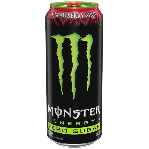 Monster Energy Strawberry Shot Zero Sugar 473ml. Monster Energy Strawberry Shot Zero Sugar offre lo stesso boost energetico concentrato della versione classica, ma senza zuccheri. Il gusto di fragola fresca e intensa si combina con caffeina, taurina e vitamine del gruppo B per garantire energia e concentrazione, con un apporto calorico minimo. Perfetta per chi cerca performance senza compromessi.. Made in the USA