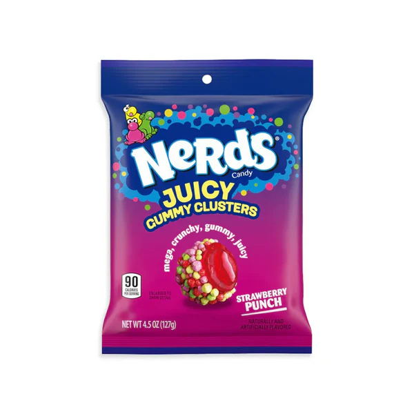 nerds-strawberry-punch-gummy-clusters-peg-bags-12-piece-case_grande Nerds Juiced Gummy Clusters Strawberry Punch 127 gr.