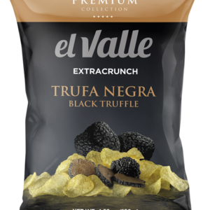El Valle Black Truffle Crisps 150 gr. El Valle Extra Crunch Trufa Negra è una patatina artigianale spagnola dal profilo aromatico deciso e raffinato. Il gusto di tartufo nero è pieno, persistente e naturale, abbinato a una frittura croccantissima che rende ogni morso una vera esperienza gourmet. Non sono le solite chips: sono uno snack da degustazione, pensato per chi vuole distinguersi anche con una semplice patatina.