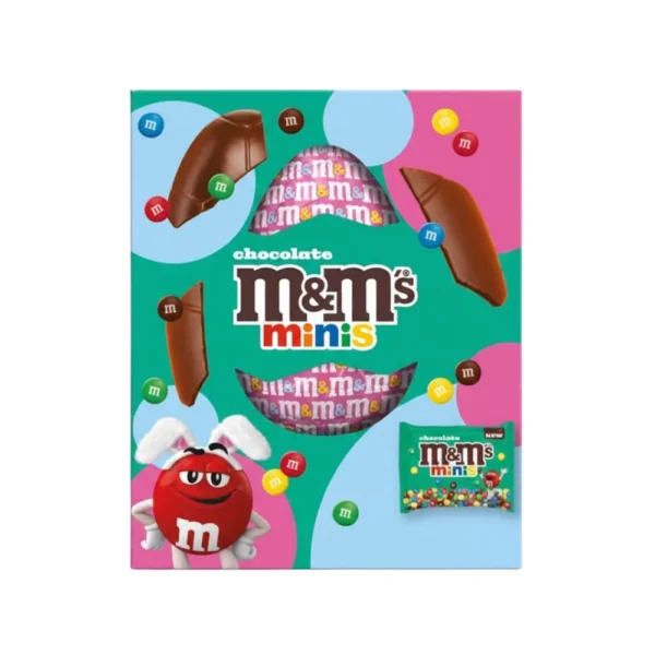 M&M's Minis Medium Egg 97 gr. Scopri una delle versioni più divertenti e irresistibili delle M&M’s: l’uovo di Pasqua ripieno di M&M’s Minis, i celebri confetti di cioccolato al latte racchiusi in un guscio colorato e super croccante. Piccoli, golosi e perfetti da sgranocchiare uno dopo l’altro, regalano un mix di consistenze che conquista subito al primo assaggio.