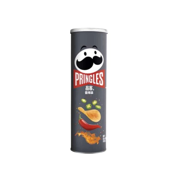 Pringles hot N Spicy CHN 110 gr. Le Pringles Hot n Spicy sono chips a base di patate disidratate con una speziatura piccante a base di peperoncino, paprika e spezie. Il gusto è intenso, leggermente affumicato e progressivamente piccante. Il formato a tubo mantiene la croccantezza e protegge le patatine dalla rottura.