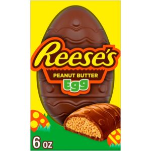 Reese's Peanut Butter Filled Egg 170 gr. Direttamente dagli USA, l’iconico Reese’s si veste da Pasqua con uno dei formati più amati in assoluto: un guscio di morbido cioccolato al latte che racchiude un ripieno abbondante e cremoso di vero peanut butter. Il rapporto cioccolato-burro di arachidi è perfettamente bilanciato, più ricco rispetto alle classiche cups, per un morso intenso e super appagante.
