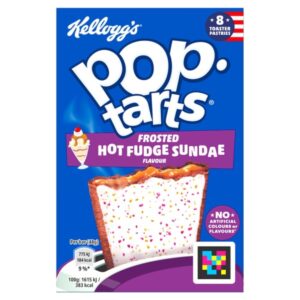 Pop Tarts Hot Fudge Sundae 384 gr. Pop Tarts Hot Fudge Sundae sono deliziose merendine americane con ripieno al cioccolato fondente, glassa dolce e granella colorata. Ispirate al classico dessert, sono perfette da gustare calde o fredde per una colazione golosa o uno snack irresistibile in ogni momento della giornata. 🍫😋