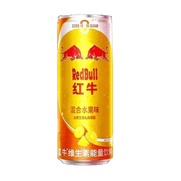 red-bull-energy-drink-mixed-fruit-53020432892235 Red Bull Mixed Fruit 325 ml. Red Bull Mixed Fruit Zero Sugar è una bevanda energetica esclusiva dal mercato cinese, che offre un'esperienza tropicale unica grazie alla combinazione di aromi di frutta mista. Con zero zuccheri aggiunti e un mix di ingredienti energizzanti come caffeina, taurina e vitamine del gruppo B, è la scelta ideale per chi cerca una carica senza sensi di colpa. Perfetta per affrontare giornate intense, sessioni di studio o allenamenti, questa bevanda ti aiuta a rimanere concentrato e attivo.