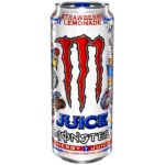 Monster Juice Strawberry Lemonade 473 ml. Energy drink con vero succo al gusto fragola e limonata. Dolce, fresco e super americano, con tutta la carica Monster. Monster Juice Strawberry Lemonade è una delle varianti più bevibili e amate della linea Juice. Unisce il gusto dolce e pieno della fragola con la freschezza leggermente acidula della limonata, creando un equilibrio perfetto tra energia e piacere.