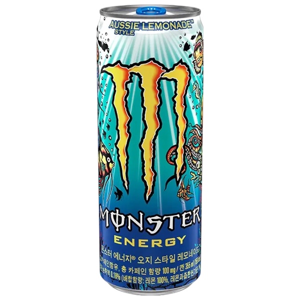 Monster Aussie Lemonade Korea : questa sfiziosa Monster è ispirata all’Australia, con i suoi oltre 10000 spiaggia, la Grande Barriera Corallina e i frutti esotici più svariati. Monster Aussie mixa il gusto della limonata con una fresca fragranza di cedro. Gustala fredda e prendi il volo. Versione Coreana.