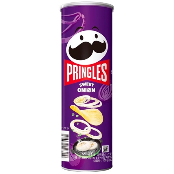 Pringles Sweet Onion 100g.Le Pringles Sweet Onion arrivano dalla Corea del Sud con un gusto intenso, cremoso e leggermente dolce di cipolla caramellata. Una variante asiatica super particolare che unisce note savory e sweet in perfetto stile Korean snack.