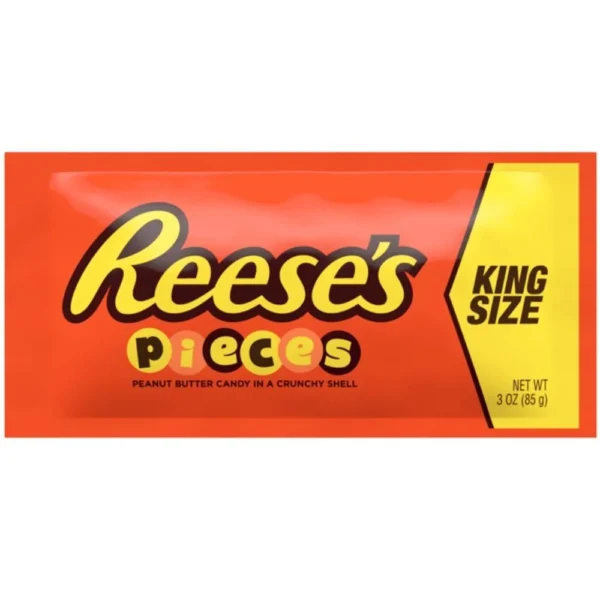 Reese_s-Pieces-Big-Bag-85g Sperimenta la perfetta armonia tra morbido burro di arachidi e un guscio di caramella croccante con Reese's Pieces 85 gr, una confezione formato snack piena delle iconiche caramelle in miniatura che deliziano le papille gustative da anni.