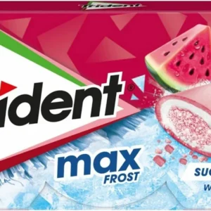 Trident Max Frost Watermelon 20 gr. Trident Max Frost Watermelon combina il gusto dolce e succoso dell’anguria con un intenso effetto frost rinfrescante che lascia una sensazione fresca e ghiacciata in bocca. Questa variante della linea Trident Max è pensata per offrire una doppia esperienza: sapore fruttato immediato e lunga freschezza grazie alla componente mint/frost. Il risultato è una chewing gum diversa dalle classiche watermelon gum, più intensa e “cooling”. La formula sugar free la rende perfetta per l’uso quotidiano, dopo i pasti, in viaggio o durante la giornata per mantenere l’alito fresco. Il formato pocket è pratico da portare sempre con sé