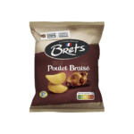 Brets Poulet Braisé – Chips al Pollo Arrosto 25g.  Direttamente dalla Bretagna arriva Brets Poulet Braisé, una delle varianti più amate della celebre marca francese Bret's. Queste patatine sono preparate con patate coltivate in Francia e cotte in olio di girasole, offrendo una croccantezza eccezionale e una qualità superiore. Il gusto Poulet Braisé (Pollo Arrosto) ricrea il sapore del classico pollo cotto lentamente al forno: note di carne arrostita, erbe aromatiche, pepe nero e leggere sfumature affumicate si combinano per dare vita a uno snack ricco, saporito e incredibilmente coinvolgente.