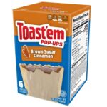Toast em Pop Tarts Brown Sugar Cinnamon. Toast'em Pop-Ups Frosted Brown Sugar Cinnamon sono una delle colazioni americane più amate. Due fragranti sfoglie racchiudono un ricco ripieno di brown sugar e cannella, il tutto completato da una dolce glassa che rende ogni morso ancora più goloso.Puoi gustarli direttamente dalla confezione oppure scaldarli nel tostapane o per pochi secondi nel microonde per ottenere una consistenza ancora più fragrante e un ripieno caldo e profumato.