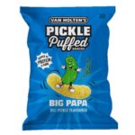 Van Holtens Pickle Puffed Snacks Big Papa 50 gr. Van Holten's Pickle Puffed Snacks Big Papa porta il gusto dell'iconico Big Papa Pickle in una versione completamente nuova: uno snack soffiato leggero, croccante e incredibilmente saporito. Realizzati con farina di lenticchie rosse e mais, questi puff sono cotti al forno e non fritti, offrendo una consistenza ariosa e un gusto deciso ispirato ai celebri cetriolini americani all'aneto (Dill Pickle). Il profilo aromatico unisce l'acidità dell'aceto, la freschezza dell'aneto e una piacevole sapidità che rende ogni morso irresistibile.
