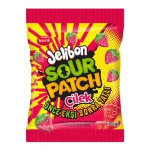 Sour Patch Kids Strawberry - 80 gr. Preparati a un'esplosione di gusto tra dolce e acidulo! 🍓 Le Jelibon Sour Patch Çilek (Fragola) sono morbide caramelle gommose al gusto di fragola, ricoperte da una nota acidula che rende ogni morso ancora più irresistibile.