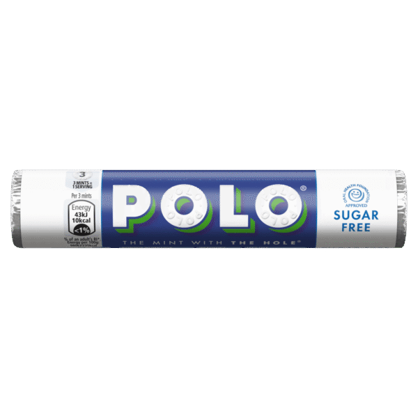 polo sugar free 34gr Polo Sugar Free Mint – 33,4 g Freschezza alla menta, senza zucchero! I Polo Sugar Free sono le iconiche caramelle alla menta con il caratteristico foro centrale, ideali per rinfrescare l'alito in qualsiasi momento della giornata.