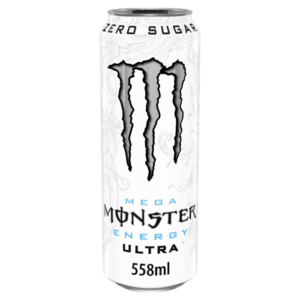 Mega Monster Energy Ultra 558 ml Richiudibile UK Mega Monster Energy è la versione maxi della classica Monster Energy, con il caratteristico gusto Monster e una formula arricchita con taurina, L-carnitina, ginseng e vitamine del gruppo B. La lattina da 558 ml è richiudibile grazie allo speciale tappo Versione Regno Unito