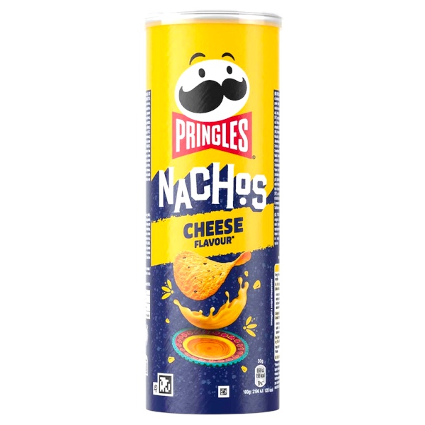 Pringles Nachos Cheese Flavour 150 g Le Pringles Nachos Cheese Flavour portano tutto il gusto degli snack al formaggio in una versione croccante e sfiziosa! Realizzate principalmente con farina di mais e arricchite da un condimento al formaggio, offrono un sapore intenso e saporito, accompagnato da una consistenza croccante che conquista fin dal primo morso.